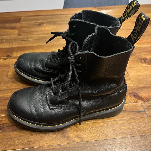 Dr Martens Soft Leather Pascal Black Combat Boots 7 - Picture 2 of 8